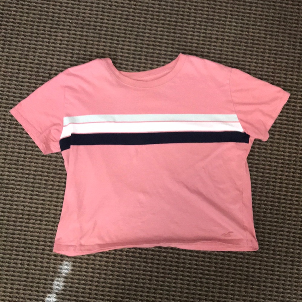 American Eagle coral striped crop top small